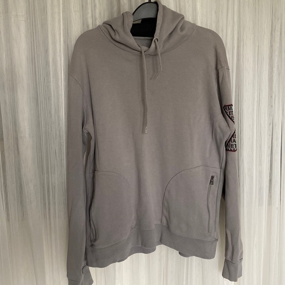 REDUCED 🪷Y2K Armani Exchange light grey hoodie, pullover, embroidery AX on arms - Picture 5 of 17